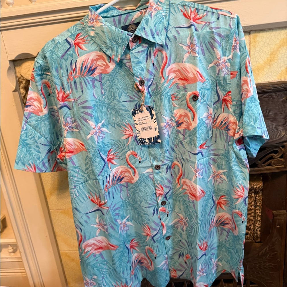 Havana Jim Tropical Flamingo Print Men's Shirt
